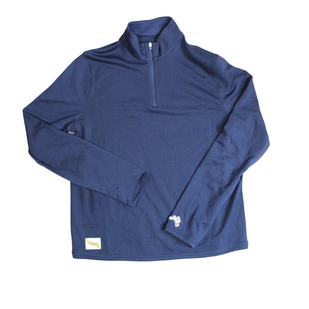 Tracksmith 1/4 Zip Shirt Top Womens Medium Blue Running Long Sleeve Athletic